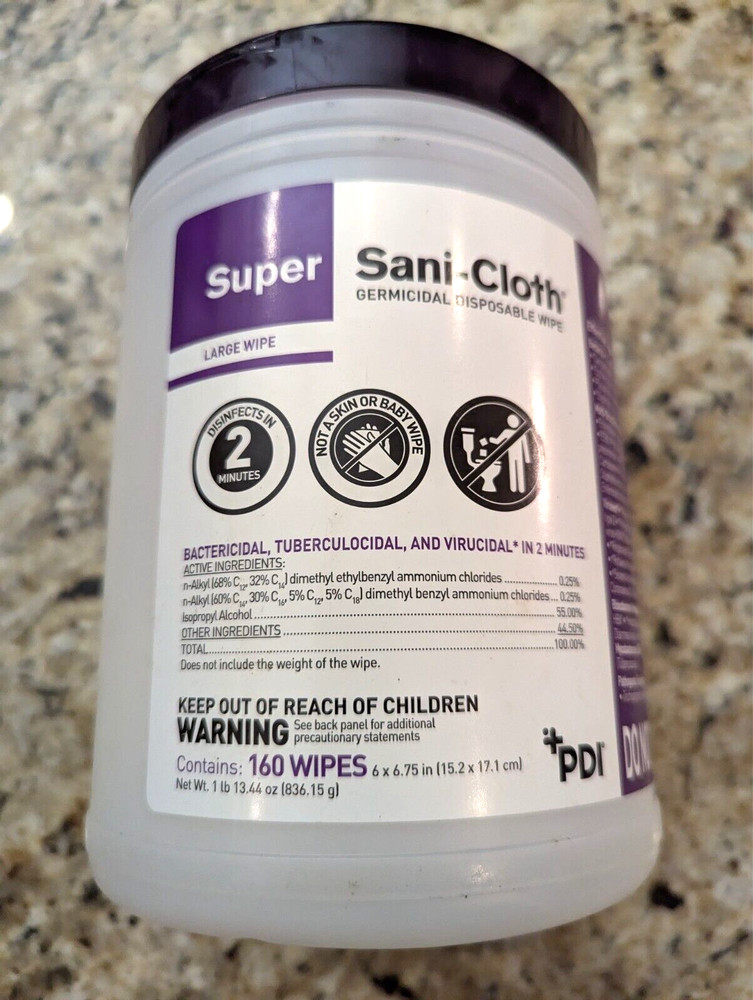 PDI Super Sani-Cloth Germicidal Disposable Wipe Q55172 160 count exp: 06/2026