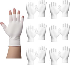 6 Pairs White Cotton Gloves – Fingerless Moisturizing Gloves – Eczema White Glov