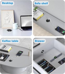 2 inch Desk Power Grommet Outlet, Recessed Outlet with 20W USB-C, Black