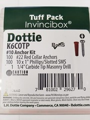 Bx/100 L.H. Dottie K6COTP Anchor Kit #22 Anchor, 10×1″ Machine Screw, 1/4″ Drill
