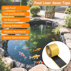 6 Pack Pond Liner Seam Tape Bulk, Total 3″ X 196′ Heavy Duty Double Sided Butyl