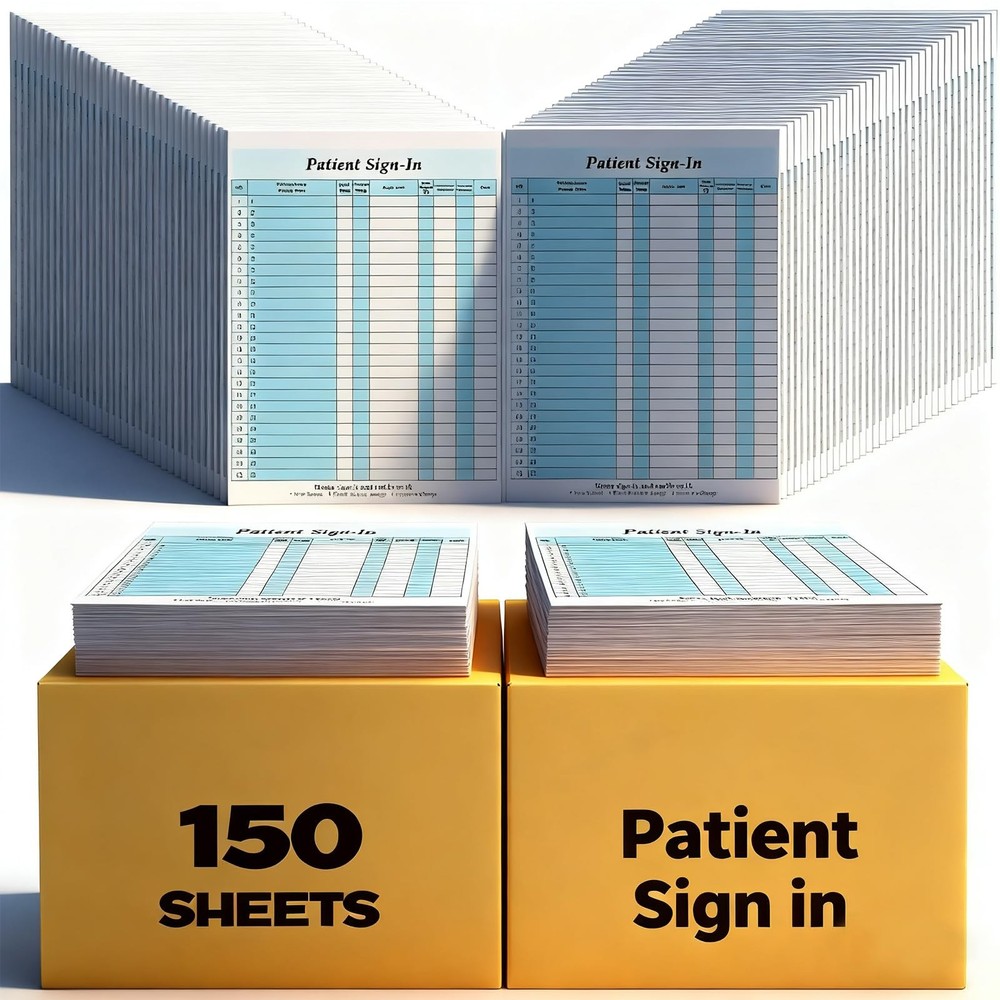Resholder 150 Pack Patient Sign in Sheets 8.5 X 11.6 inches, White and Blue