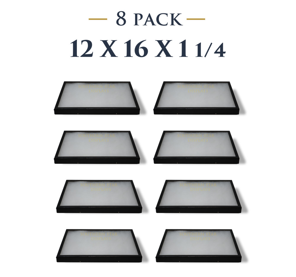 8 Pack of 12 x 16 x 1 1/4 Riker Display Cases Boxes for Collectibles Jewelry