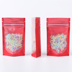 5x7in Matte Clear Front Red Back Foil Mylar Stand up Zip Lock Bag w/ Machine M1
