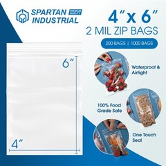 – 4” X 6” 1000 Count 2 Mil Clear Reclosable Zip Plastic Poly Bags with Reseal…