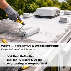 RV Roof Coating White Liquid Rubber Sealant Solar Reflective Waterproof RV Roof