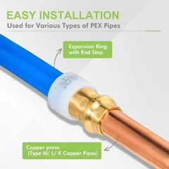 1/2 Inch Press x 1/2 PEX-A Expansion Adapter Copper Fittings 5 Pack