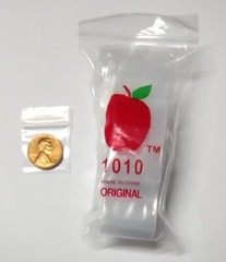 1,000 Clear APPLE BRAND BAGGIES 10 Bags of 100 ZIPLOCK 1″x1″ mini bag 2mil 1010