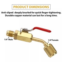 1/4″ SAE Angled Small Ball Valve 3PCS AC Refrigerant Charging Hoses
