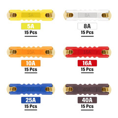 90Pcs Torpedo Fuse Kit 5A 8A 10A 16A 25A 40A Classic Car European Fuses Set