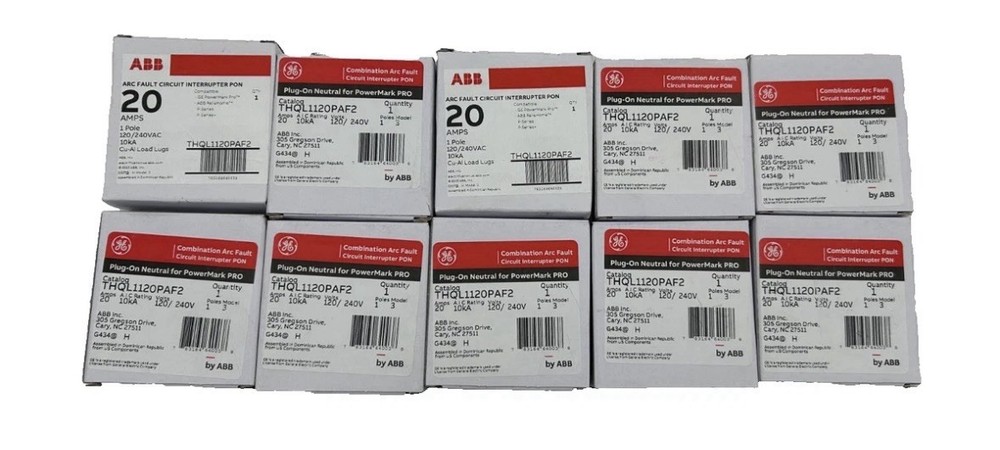 New GE THQL1120PAF2 Arc Fault Circuit Breaker AFCI 20A 1-Pole 120/240V-Lot of 10