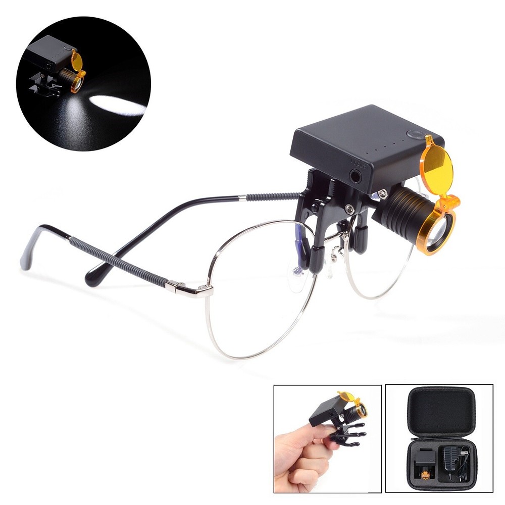 Wireless Dental 3W LED Headlight with Filter for Medical Binocular Loupes Glass