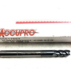 2PC Accupro 86817897 3/16″ 4FL Corner Radius End Mill .015R Solid Carbide AlTiN