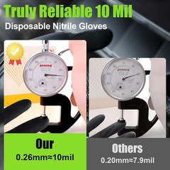 10 Mil Black Nitrile Gloves Large, Heavy Duty Disposable, Raised Diamond Texture