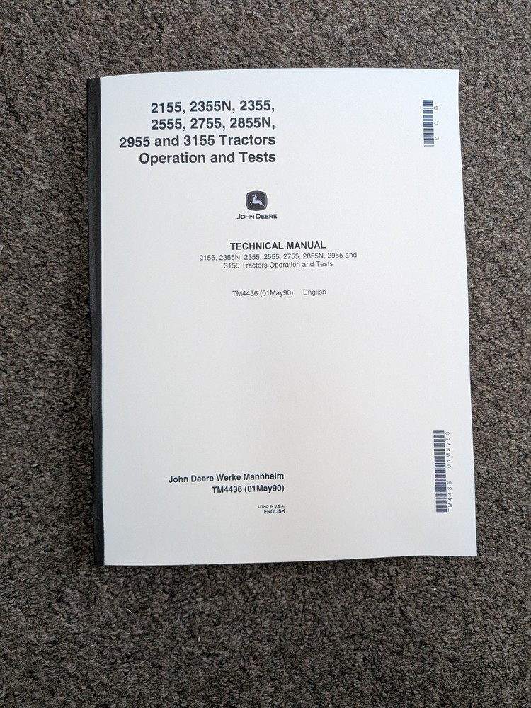 John Deere 2955 3155 Tractor Operation & Tests Service Technical Manual TM4436
