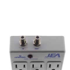 Leviton 4400-PC Gray Surge Protector 6-Outlet Receptacle Adapter w/ Coaxial CATV