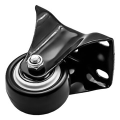 4 Pack Combo 1.5″ Inch All Black PU Caster Wheels (2 With Brake & 2 Rigid Fixed)