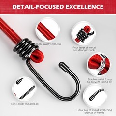 24-Piece Heavy Duty Bungee Cord Set with Hooks – Assorted Lengths for Camping &