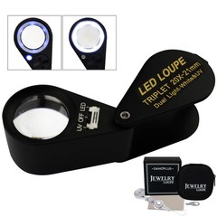 20x Magnifier Jewelry Loupe LED UV 21mm Triplet Lens Magnification Power