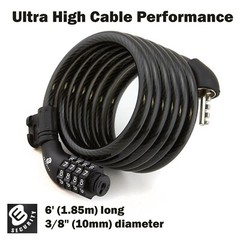 2-Pack ETRONIC 6 ft. Bike Lock Cable, Resettable Combo, Anti-Theft Security, BK