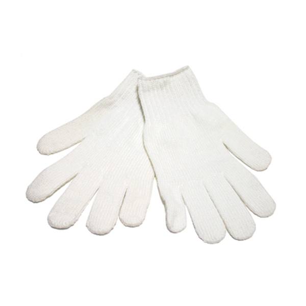 12 Pairs – Size Large – Bleached White Cotton String Knit Gloves (600G)