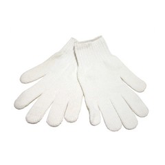 12 Pairs – Size Large – Bleached White Cotton String Knit Gloves (600G)