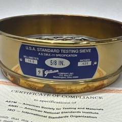 NEW Gilson 8” Brass 0.625″ USA Standard Testing Sieve 16mm / 0.625” ASTM 5/8in