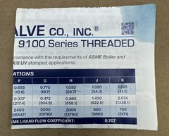 MERCER 9100 Series 91-33F51T61U1 1-1/2” Pressure Relief Valve – 350PSI 2020SCFM