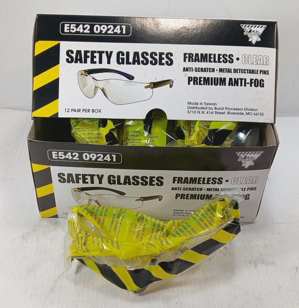 12 NEW WORKHORSE E54209241 FRAMELESS ANTI-FOG SAFETY GLASSES NIB **MAKE OFFER**