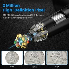 1080P Digital Microscope 1000X Soldering Microscope for Electronics Repair Coin