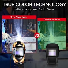 TRQWH True Color Welding Helmet with Light & Multipurpose Gear Bag, 1/1/1/2