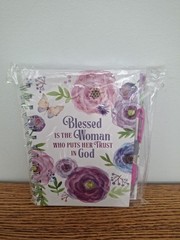 New Blessed Is the Woman Who Walks With God 5×7 Journal Book w/Pink & Silver Pen