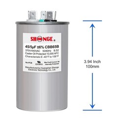 45+5Uf 45/5 MFD ±6% 370V/440V CBB65B AC Capacitor, Dual Run round Capacitor Repl
