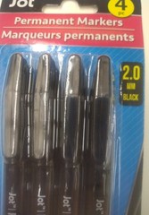 Jot Writing Permanent Markers 4pc all black 2.0 mm