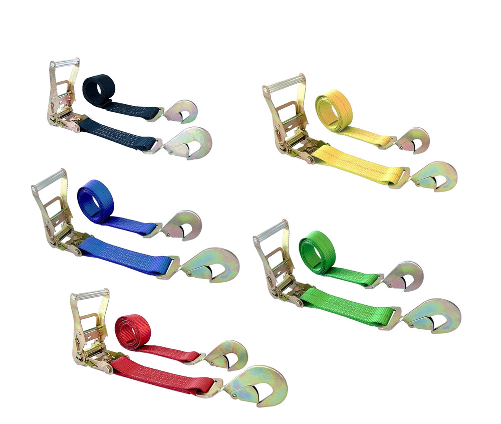 USA 2″ x 8′ 10′ Ratchet Strap w/Snap Hook for Car Hauler Flatbed Trailer Wrecker