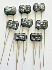 12X – 470pF @ 500V (5%) DIP SILVER MICA CAPACITOR – AMP/RF/HiFi/AUDIO/SNUBER (m)