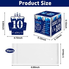 1 Set Happy 10th Birthday Blue Silver PullOut Money Cash Gift Box Party