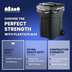 Plasticplace 95-96 Gallon Trash Bags – 1.2 mil thick – 50 Bags on Rolls