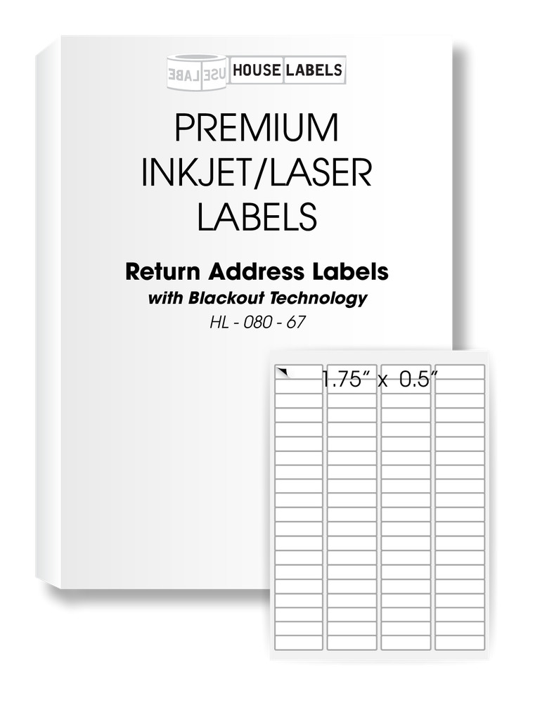 1000 Sheets 80000 Labels BLACKOUT 1.75×0.5 FAST PEEL 80UP Return Address Labels