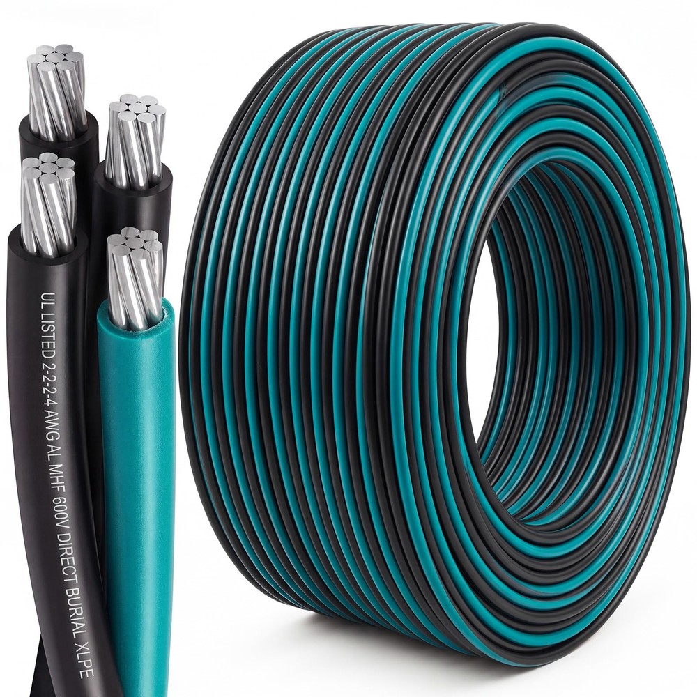 125Ft 2-2-2-4 Aluminum Mobile Home Feeder Cable – UL Listed 600V 100A Direct …