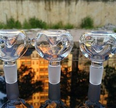 3Packs 14mm Male Slide Tobacco Bowl Glass for Water Pipes – Round Clear