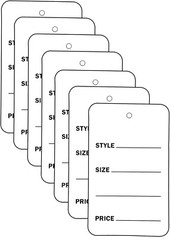 White Tags Price Retail 1000 1 ¾” x 2 ⅞” Unstrung Tag Non-Perforated Style Size