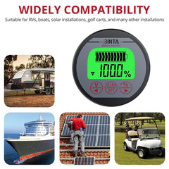 Battery Monitor with Shunt 8-120V 0-500A Voltmeter Ammeter, Voltage Current Mete
