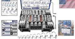 222pcs Stainless Steel Hose Clamps Assortment Kit 1/4-2-3/4 inch Worm Gear Au…