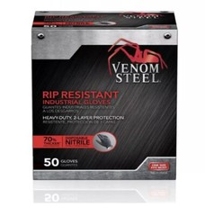 Venom Steel Heavy Duty Black Nitrile Gloves, One Size Fits Most (50 per Box)