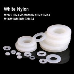 M2M2.5M3M4M5M6M8M10M12M14M16M18M20M22M24 Nylon Metric Plastic Flat Washers White