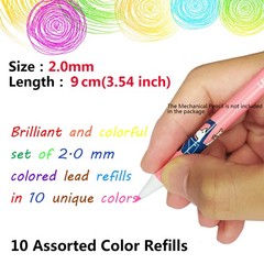 200pcs Colored Lead Pencils 2.0 mm Mechanical Pencil Lead 10 Unique color Refill