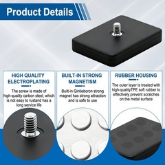 16-Pack Rubber Coated Neodymium Magnets 22 LB Force Rust-Proof Waterproof,1.6…