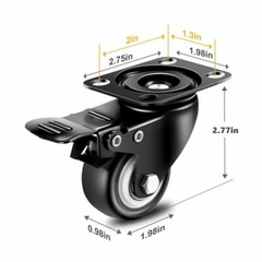 4PCS Heavy Duty Dolly hand truck Caster Wheels With Brake Top Plate 2 Inch