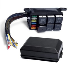 12V Fuse Relay Box 4 Relays and 6 Way ATC/ATO Fuses for Auto Car Marine Boat